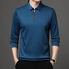 Men's Solid Color Long Sleeved POLO Shirt Casual Fashion Top