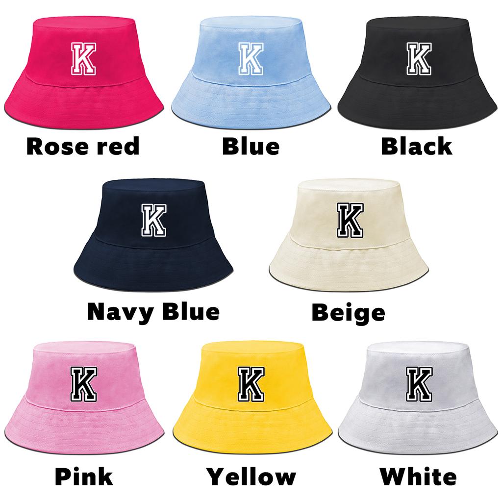 Initial Letter A-Z Print Bucket Hat Candy Color Hats Autumn Hats For Woman Slouchy Sun Hat Ideal Choice For Outdoor Activities