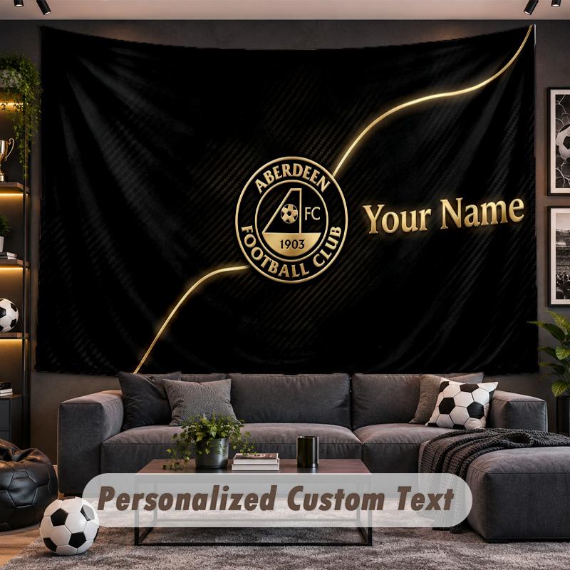 Aberdeen FC Personalized Tapestry Support Custom Name, Wall Art Home Decoration