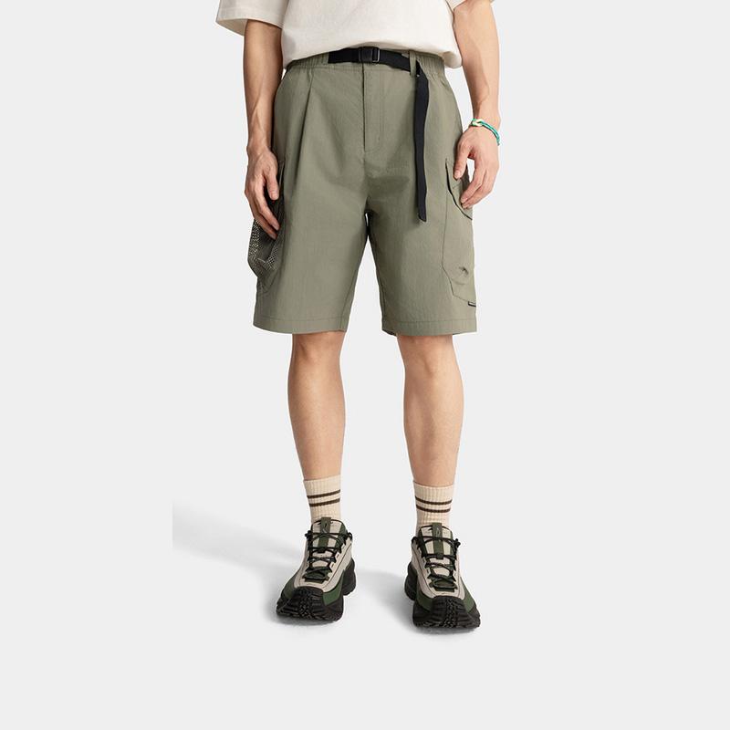Li Ning CF Comfort Casual Simple Versatile Mid Waist Loose Fit Cargo Shorts Men shorts Tea-Green AKSV227-2
