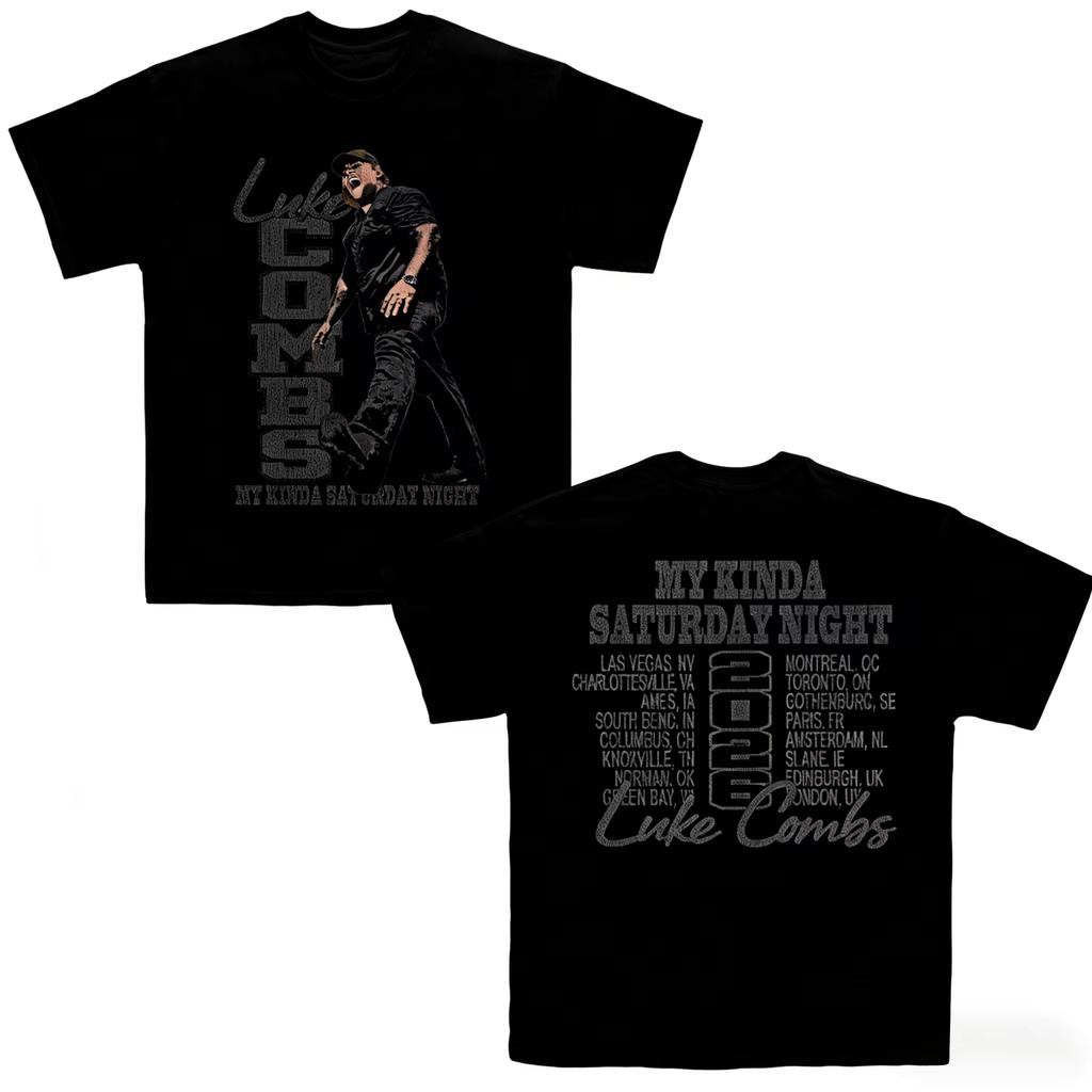 2026 Luke Combs TOUR My Kinda Saturday Night Unisexs TShirt 100Cotton Unisex ONeck Short Sleeve Fan Unisex Leisure Fashion