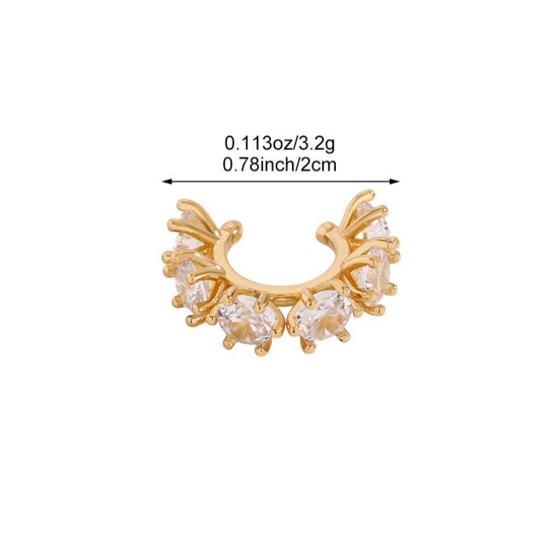 Zircon Clip Earrings for Women Exquisite Vintage Rhinestone Geometric Ear Cuffs Non Piercing for Daily Party Wear