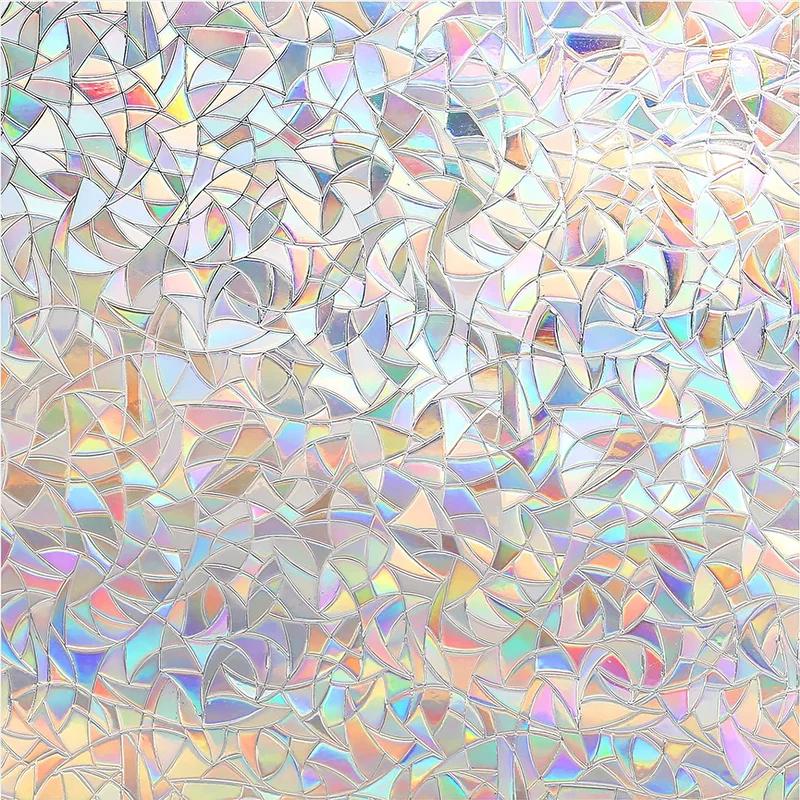

3D витражная пленка для окон, матовый винил, антибликовое покрытие, наклейки для конфиденциальности, статический клей, душевые окна, радужное украшение 45x200cm
