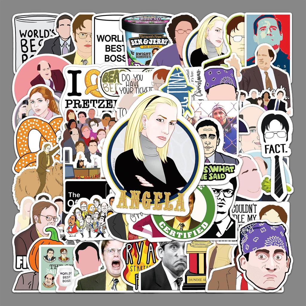 50 Sheets "The Office" American TV Series Stickers - Creative, Waterproof Decals for Laptops, Cars, and Motorcycles.