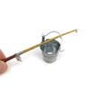 2Pcs/Set 1:12 Dollhouse Miniature Metal Fishing Rod Model + Water Bucket