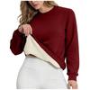 Women's Casual Fashion RoundNeck Pullover Top Winter Solid Color Plush Sweatshirt