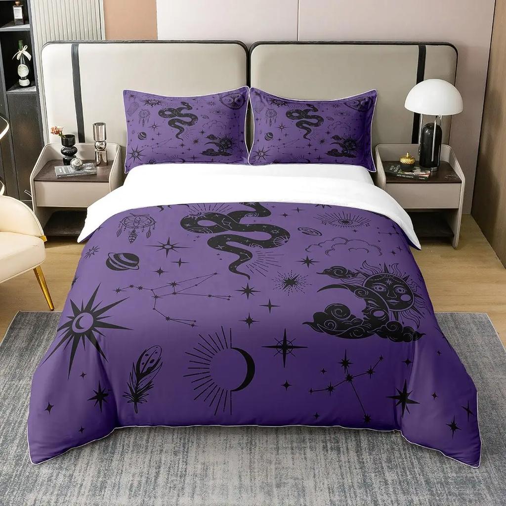 Snake Warm Comforter Cover Set for Children Kids Young Boys Tens Snake Soft Duvet Cover Reptile Print Beding Set Animal Comfortable Quilt Cover Beding