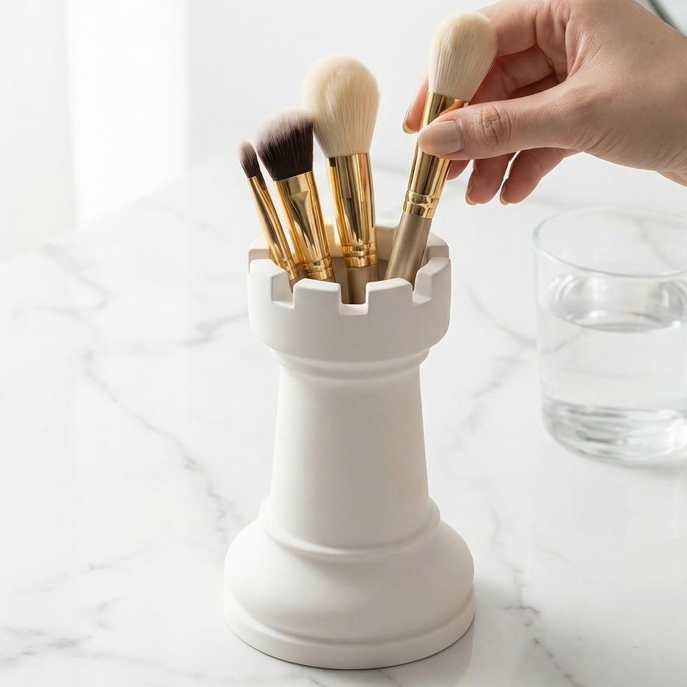 Decorative Plastic Chess-Shaped Pen Holder Multi-function Flower Vase Desktop Organizer Creative Pencil Storage Box Gift
