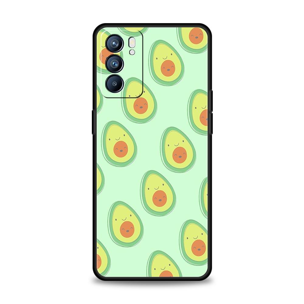 Cute Avocado Phone Case For Oppo Reno 13 12 11 10 7 F Find X5 X6 A98 A80 A79 A78 A57 A54 A31 A17 Pro 5G Soft TPU Cover Funda Bag