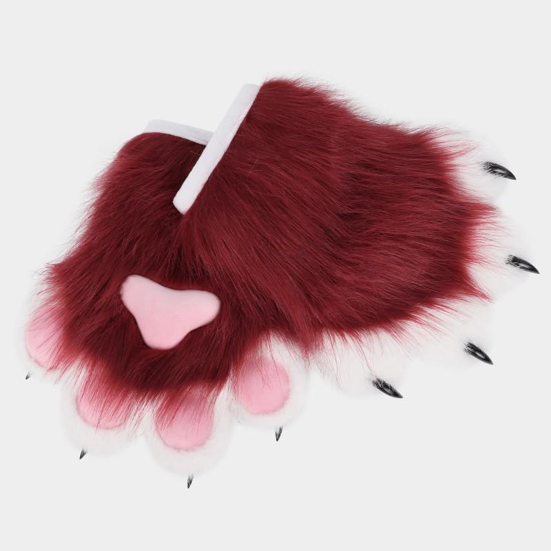 Furry Costume Paw Gloves Cosplay Performance - Soft Plush Animal Claw Hands With Fabric Pads Anime Convention Accessory