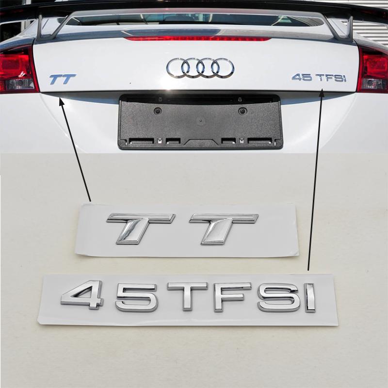 1pc 3D ABS Chrome Black Car Sticker Logo TT 40 TFSI 45 TFSI Rear Trunk Badge Emblem Decals For 4HGFC TT 45TFSI 40TFSI Accessories