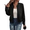 Women's Autumn and Winter Solid Color Texture Zipper Casual Pilot Jackets