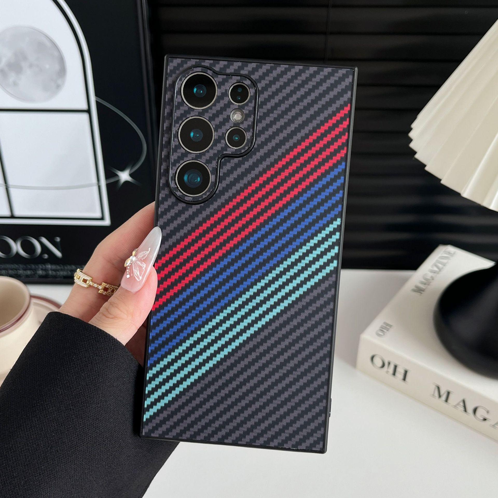 

Чехол для мобильного телефона Samsung S25 Ultra S24U с узором из кевларового углеродного волокна, магнитный, впитывающий пот, Samsung S23, устойчивый к царапинам Galaxy S25