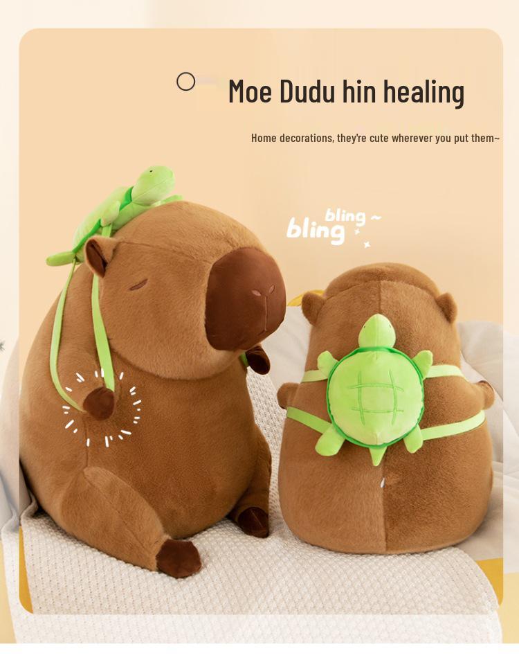 Capybara Plush Backpack: Ugly-Cute Turtle Card Doll Cushion