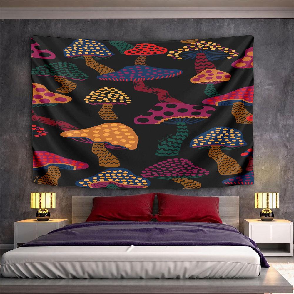 Colorful Psychedelic Mushroom Pattern Pattern Wall Hanging Tapestry Decorative Tapestry Home Decor for Bedroom and Living Room