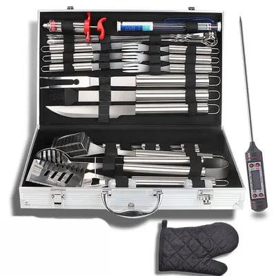BBQ Tool Set, Portable Oxford Bag, Grilling Utensils, Stainless Steel Grill, Spatula Brush, Outdoor Barbecue Accessories