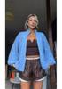 2026 Autumn/Winter Blue Sequin Knit Cardigan Sweater for Women