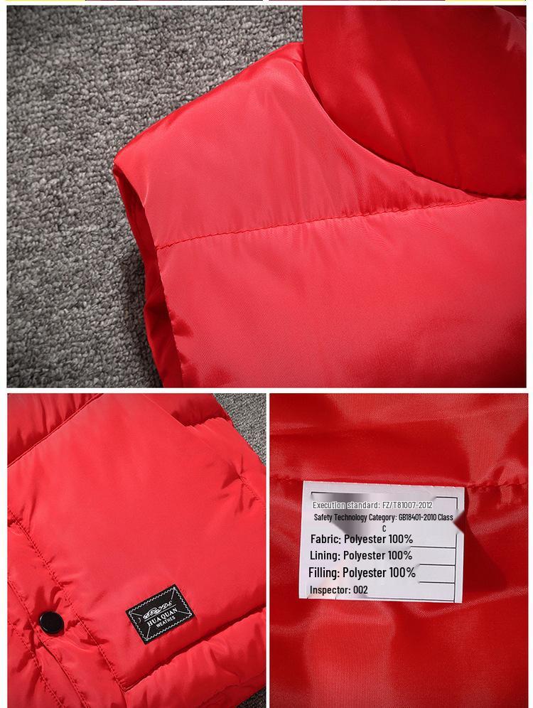 Unisex Cotton Vest with Custom Logo, Slim Fit, Stand Collar, Thickened for Autumn/Winter