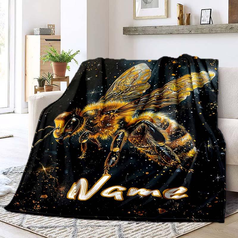 Dazzling Bee Customize Your Name Blanket Warm Comfortable Soft Blanket For Chair Office Sofa Bed Sofa Office Camping Suitable For Gifting Relatives