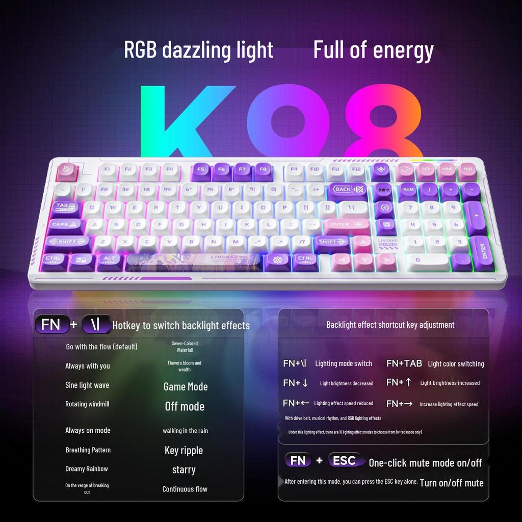 LingBao K98 Wireless 101-Key Hot-Swappable Mechanical Gaming Keyboard