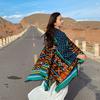 Travel large shawl women's imitation cashmere with double-sided cape geometric pattern fringe air-conditioning room cape summer