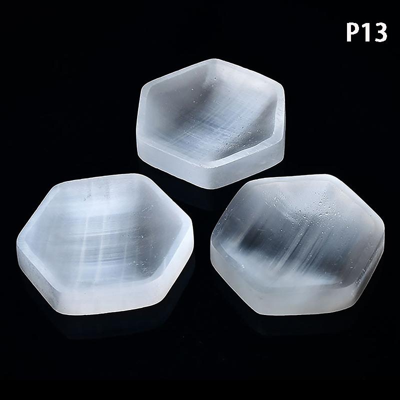 1Pc Selenite  Bowl Plate Rough Carved Quartz  Grid Fengshui Quartz Mineral Chakra For Home Decor Healing Gift
