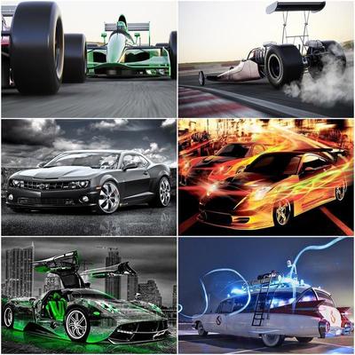 5D fai da te pittura diamante rotondo completo immagini di gare automobilistiche di strass ricamo per auto kit artigianale per mosaico