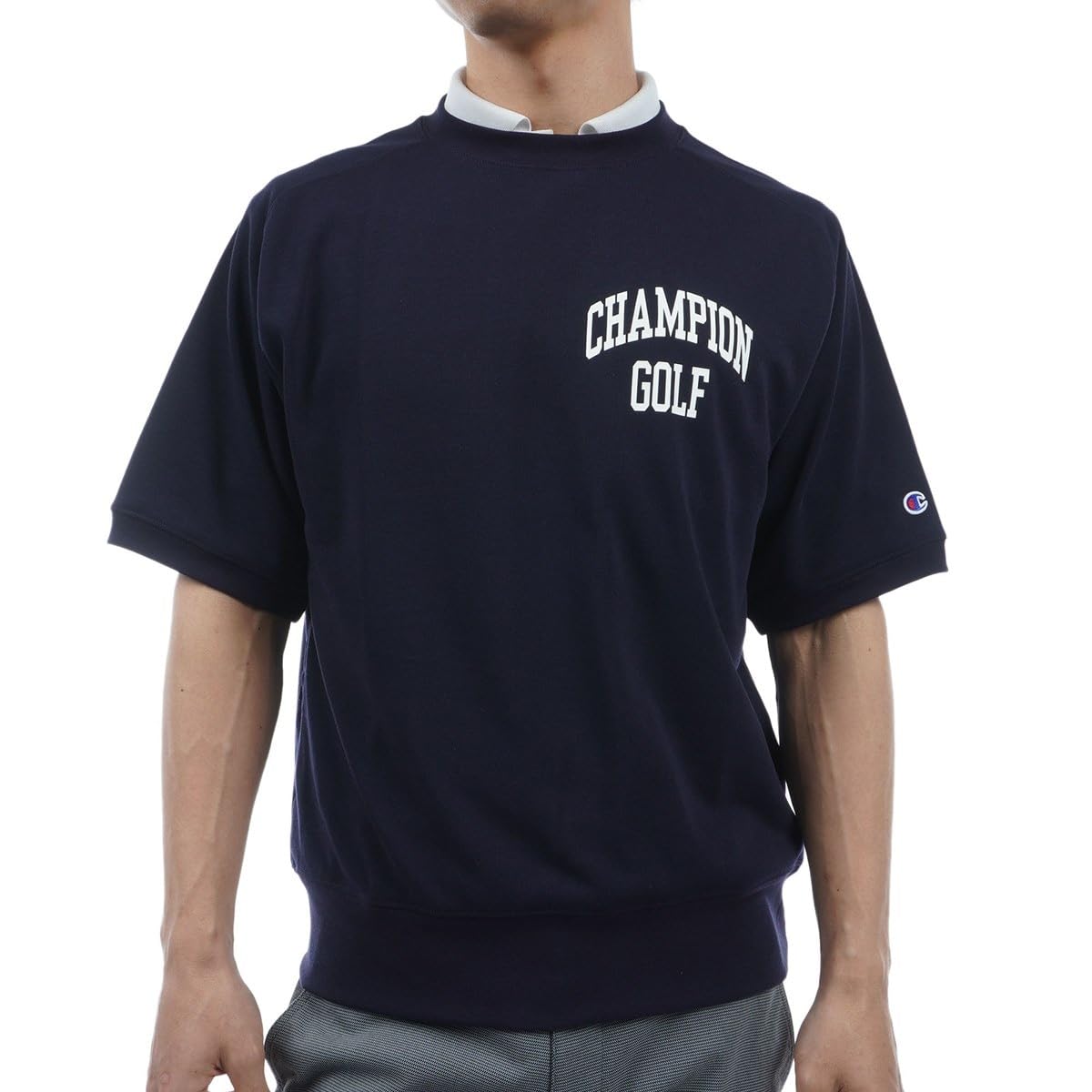 

Short Round Antibacterial and UV Graphic Logo Terry Short Sleeve L [Champion] Sweatshirt, Sleeve, Neck, Deodorant, Stretch, Protection, Print, Темно-синій