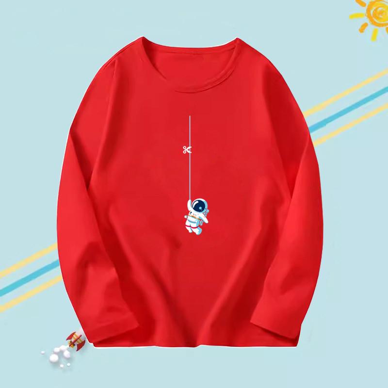 T-shirts à manches longues pour enfants garçons à col rond avec motif astronaute imprimé en 3D, tendance et décontracté pour le printemps et l'automne