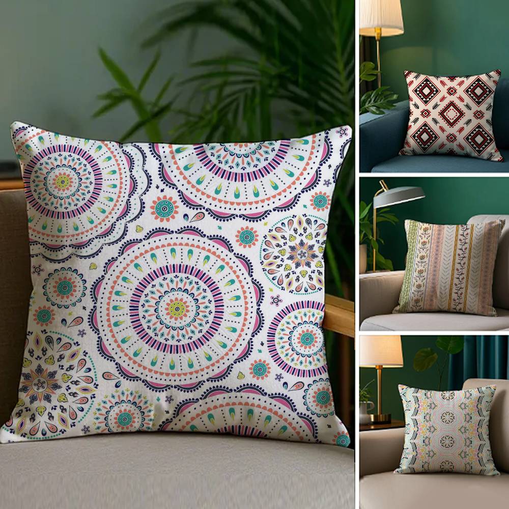 Bohemia Pillow Case Sofa and Living Room Decorative Cushion Covers Dust-proof and Mite-proof Invisible Zipper