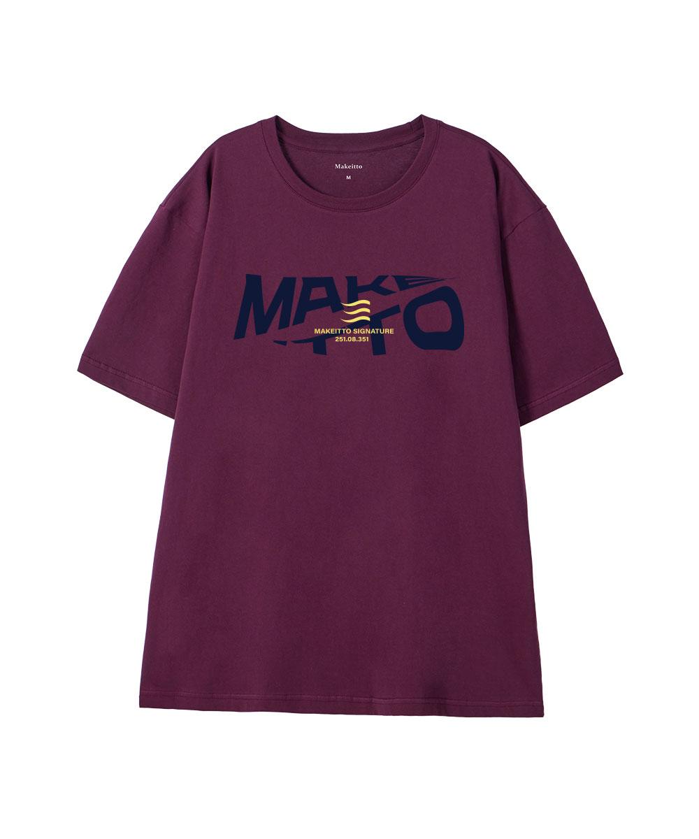 Make It Two [Active Lettering]Crew Neck Tee_Wine M