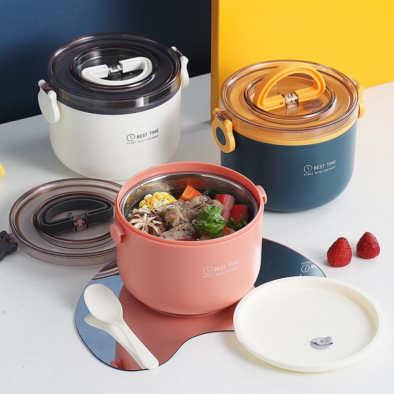 Stainless Steel Insulated Lunch Box for Female Students Cute Large Capacity Fruit Lunch Box with Tableware