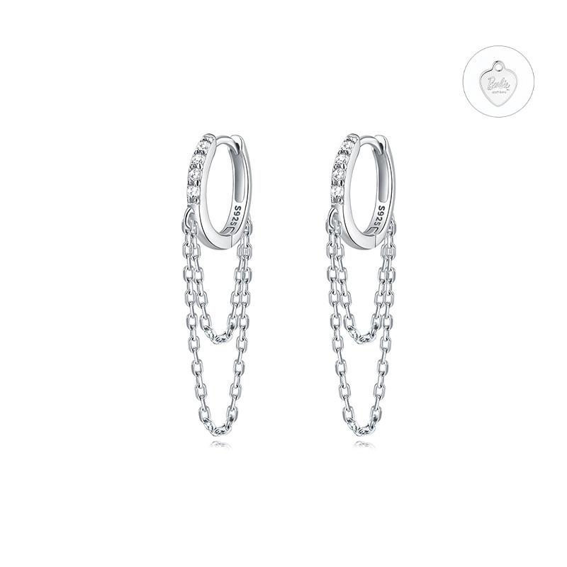 barbie Earrings Original Design Double Chain Earrings, High-end Temperament, Ins Style and Exquisite Love, 925 Silver Synthetic Cubic ZJYES-YS-212