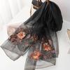 Fashion silk wool scarf women hijab pashmina shawls wrap Luxury Bandana Blanket Floral Pashmina Embroidery Scarves Foulard
