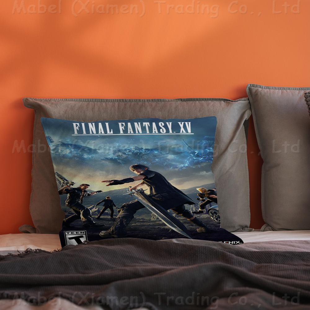 F-Final-F-Fantasy  Pillow Covers Cartoon Sofa Decorative Home Double-sided Printing Short Plush Cute Cushion Cover