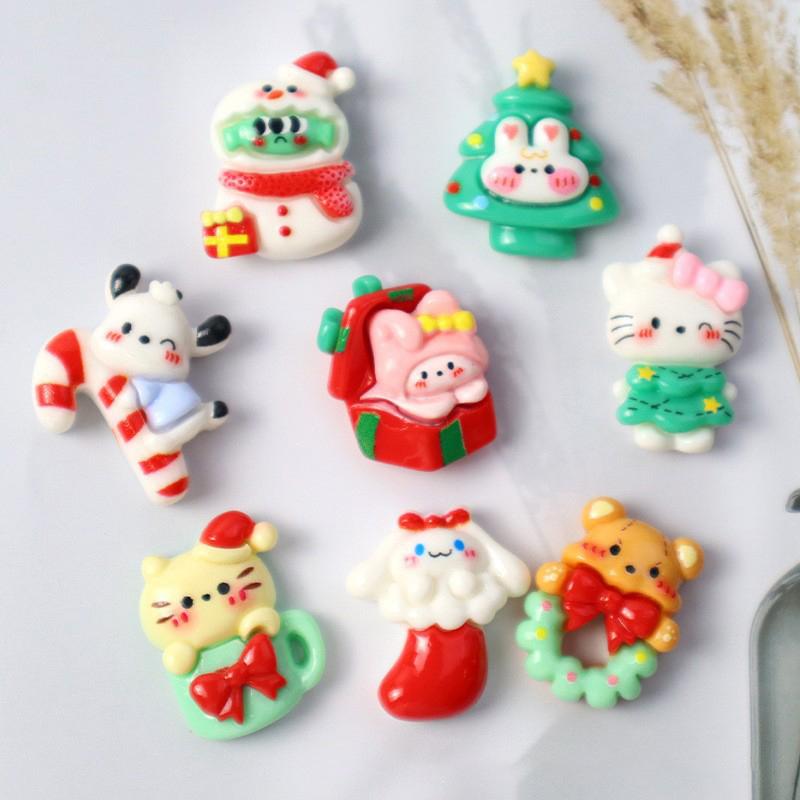 10Pcs Christmas Surprise Blind Bags Luminous Animal Mushroom Figurines Miniature Mystery Bag For Potted Dollhouse Decor