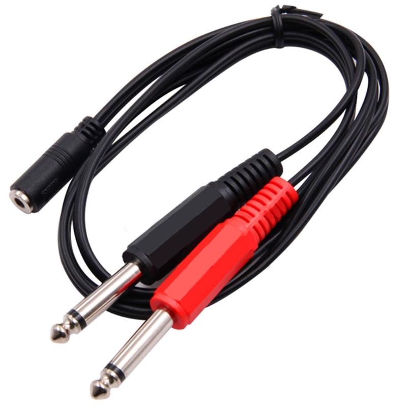 3.5mm Female Jack To 2x6.35mm Male Adapter Cable 3.5 To 6.35 Mm TRS Mono Male Audio Aux Socket Converter Cord Wire
