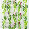 2M Garland Vine Silk Hanging Flower  Artificial Wisteria Flowers for Home Garden Outdoor Ceremony Wedding Arch Floral Decoration
