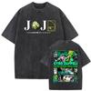 T-shirts Graphiques Lavés Vintage Anime JoJo's Bizarre Adventure Steel Ball Run Gyro Zeppeli Hommes Manga Rétro T-shirts Oversize