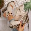 Summer New Wedge Sandals Women's 2025 Plus Size Muffin Fringe Thick-soled Fish Mouth Roman Sandals