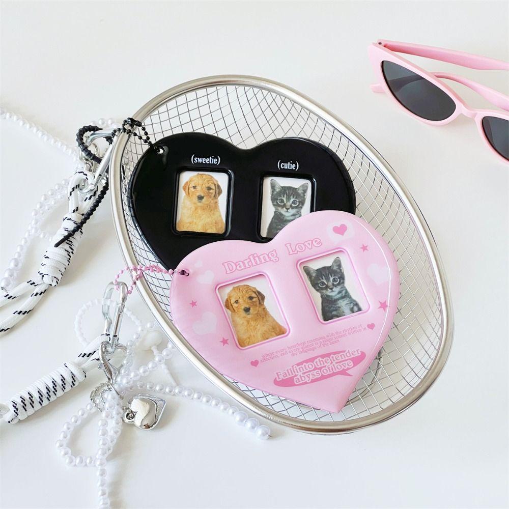High Quality PVC Photo Card Holder Love Heart Shape Korean Style Pendant Card Holder Idol Photo Frame Women Girls
