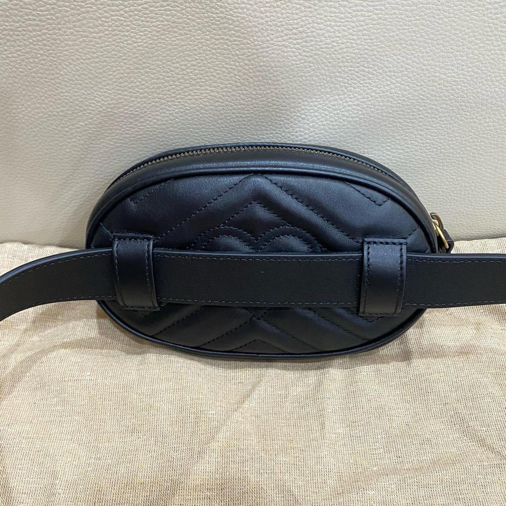 [Gebraucht] Gucci gesteppte Leder GG Marmont Matelassé Gürteltasche 38/95 'Schwarz' - Ausgezeichnet #18LWPGK