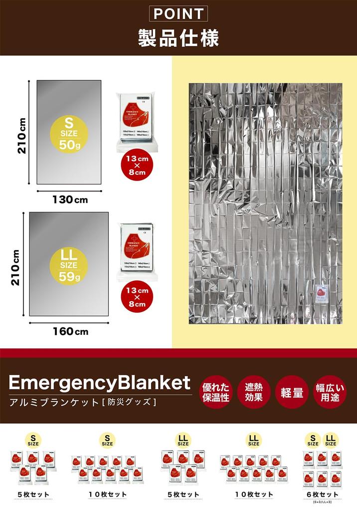 Disaster Supplies Aluminum Sheet Insulation Disaster Prevention Cold Protection Preparation Portable Mountain Climbing Camping Emergency Blanket Size