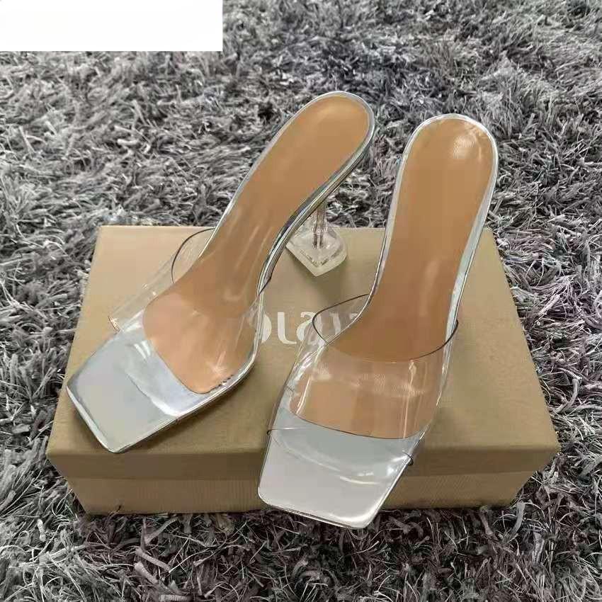 

Сандалии с леопардовым принтом, с открытым носком, на высоком каблуке, женские прозрачные тапочки из плексигласа, прозрачные сандалии на каблуке, повседневные гладиаторы из ПВХ 41
