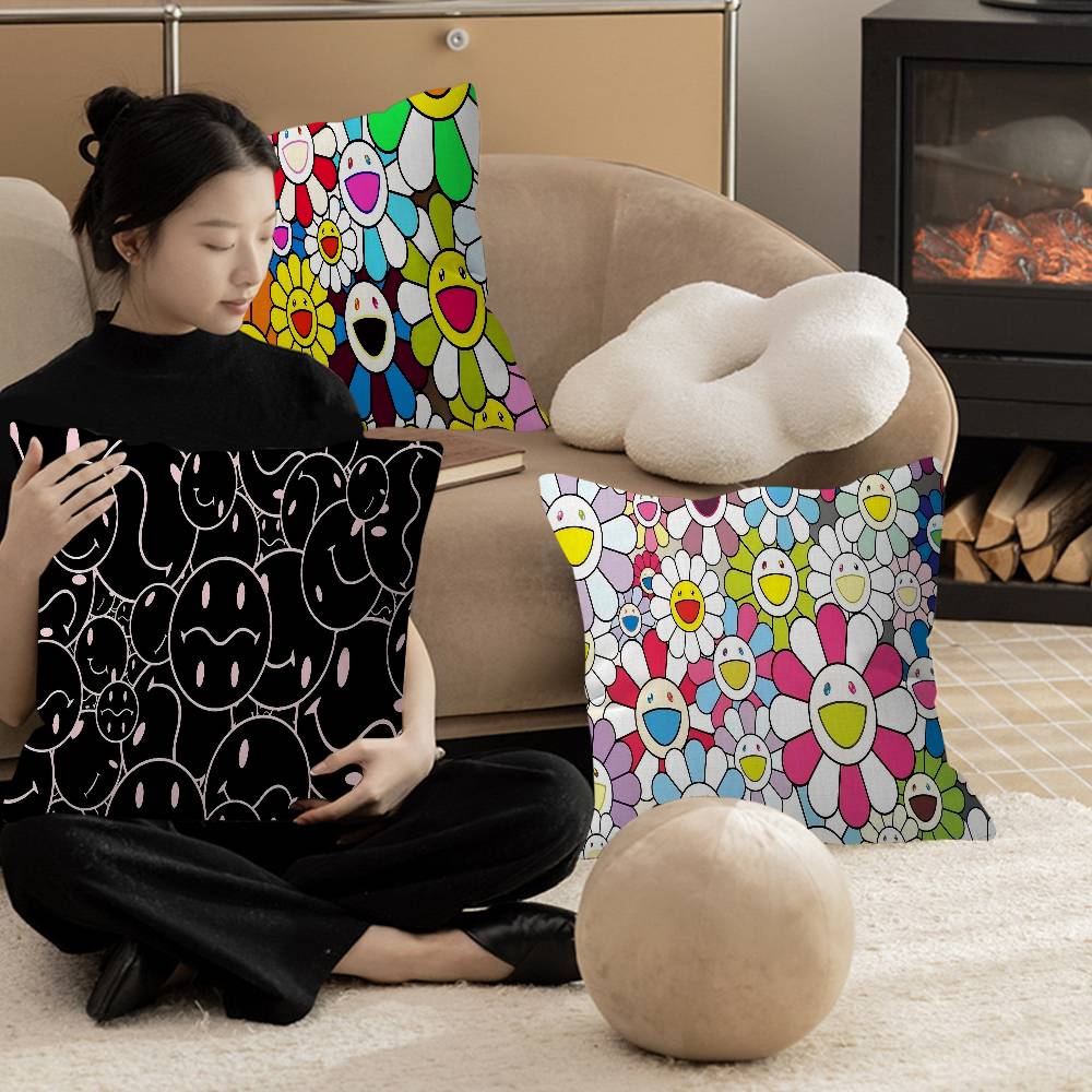 T-Takashis M-Murakamis Cartoon Lucky Dragon Pillow Cover Sofa Cushion Cover Home Room Decoration Children Gift