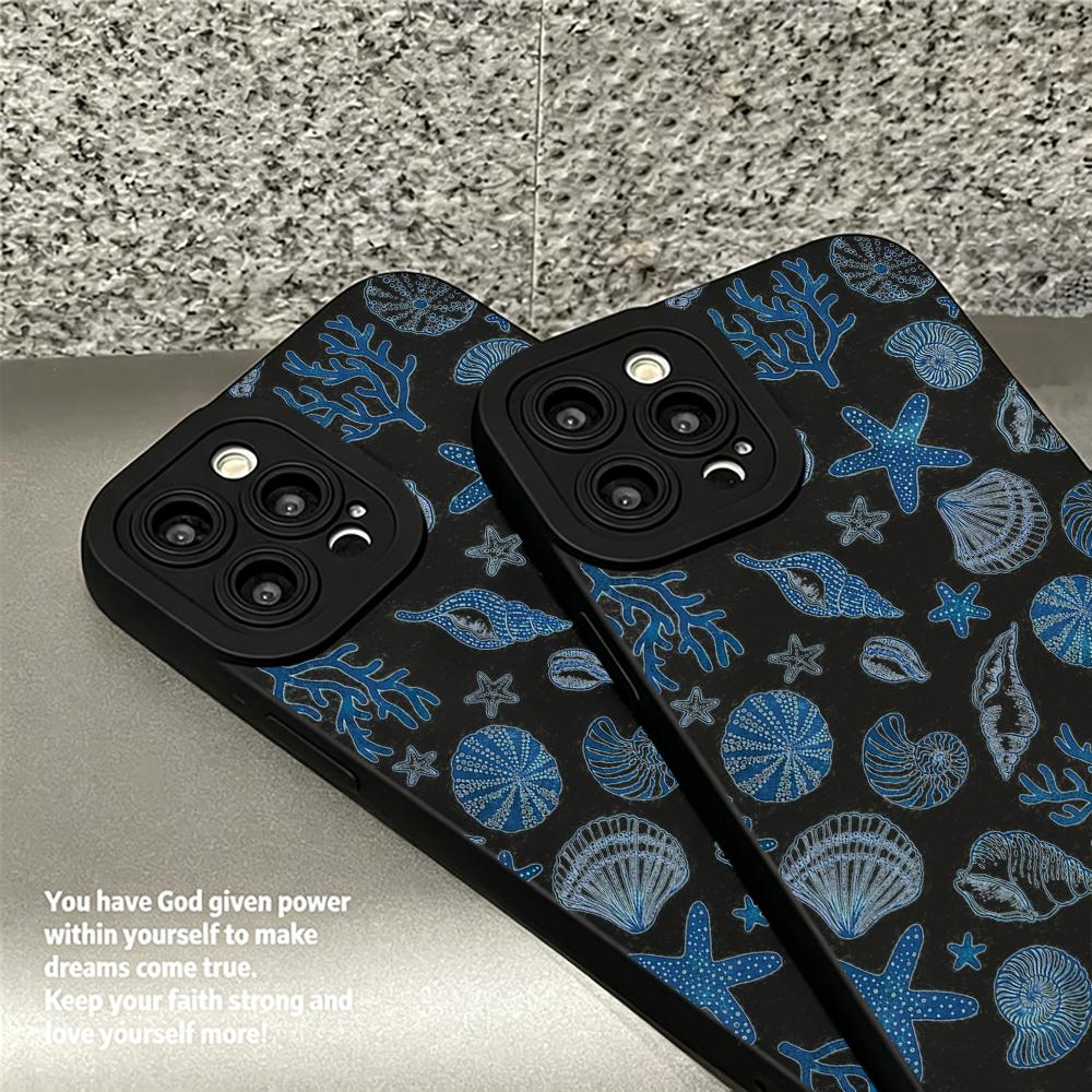 Ocean Shells And Starfish Case For iPhone 17 16 15 14 13 12 11 Pro Max X XS XR 8 Plus 17 16 E Soft Bumper Shockproof Cases Cover