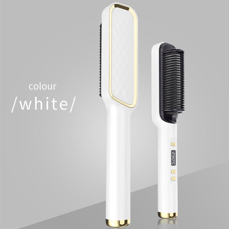 2-in-1 LCD Hair Comb: Negative Ion Straightening & Curling Iron with Anti-Static Technology