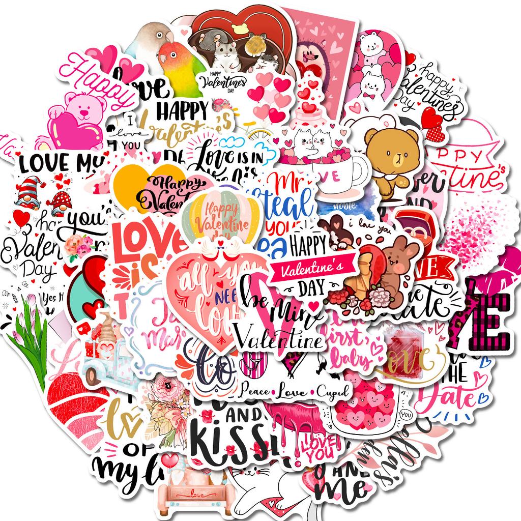 50 Valentine'S Day Stickers Love Love Romance Confession Luggage Notebook Scooter Removable Stickers