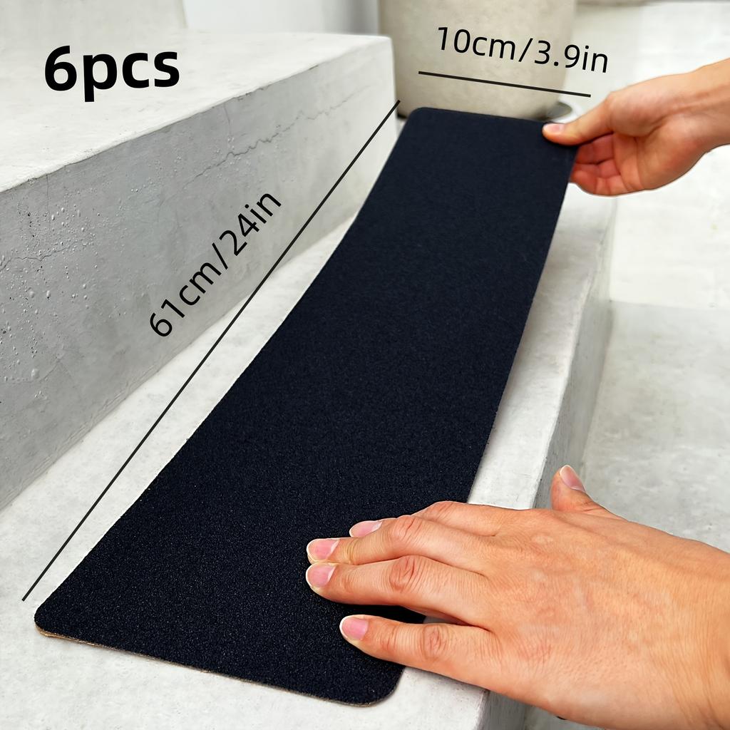 6pcs Pre-Cut Rubber Non-Slip Stair Treads - Easy Install Safety Grip Strips for Steps Skateboards Decks & Ramps-Trap Matten