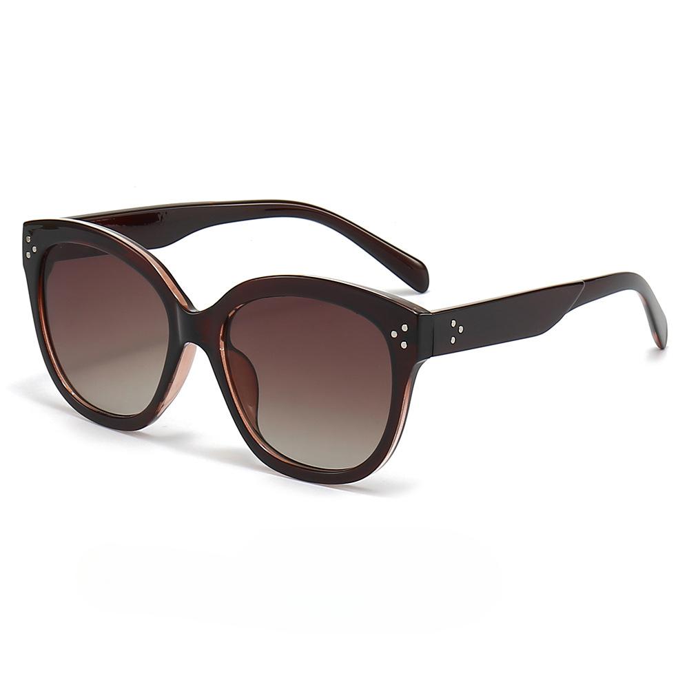New Rivet Big Frame Wide-brimmed Sunglasses Female Cross-border Foreign Trade Fashion Cat's Eye Sunglasses Outdoor Riding Sunglasses.